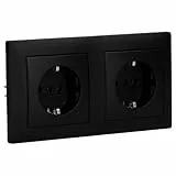 Busch-Jaeger Busch-balance SI Set: 2x 20 EUC-915 Steckdose + 1722-915 2-fach Rahmen Schwarz Matt