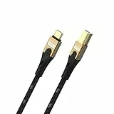 OEHLBACH USB Primus CB - USB Typ C auf Typ B Kabel - 480 Mbps Datenrate, hochwertiger Gewebemantel, HPOCC Innenleiter, effektive 3-fach Schirmung, schwarz/gold – 1 m