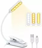 Leselampe Buch Klemme, TEAMPD Buchlampe mit 10 LEDs, 3 Farbtemperatur Modi Dimmbare Helligkeit, Augenschutz Klemmlampe, USB Wiederaufladbare Klemmleuchte, 360° Flexibel für Nachtlesen ins Bett, Reisen