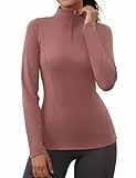 Gyabnw Thermo Shirt Damen Langarm Funktionsshirt Winter Laufshirt Sportshirt Warm Oberteile Thermounterwäsche M Rosa