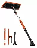 AstroAI 119CM Schneebesen und Abnehmbarer Eiskratzer Auto 2-in-1 mit Lackschonendem Silikonkopf für Autos, PKW, LKWs, SUVs, Orange