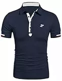 COOFANDY Poloshirt Herren Kurzarm Golf T-Shirt Männer Polohemd Sommer Muscle Shirts Sports Polo Slim Fit Navy Blau M