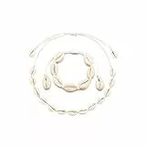 Qaziuy 2 Stück Muschel Halskette Armband Set,Damen Muschel Halskette Natürliche Muschel Armband Schmuck Verstellbares Boho Muschelkette für Damen Mädchen Sommer Strand Schmuck