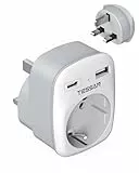 TESSAN Adapter England Deutschland Stecker, 3 in 1 Steckdosenadapter England mit USB C und USB A, 3250W UK Adapter, Reiseadapter UK, Reisestecker für Irland Malta Schottland, Reiseadapter Typ G