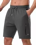 Pioneer Camp Sporthose Kurz Herren Jogginghose Kurz Baumwolle mit Reißverschlusstasche Herren Kurze Hosen Sommer Casual Sweatshorts Freizeit-Shorts 7' Inch Dunkel Grau L