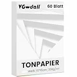 VGOODALL 60 Stück Tonpapier Weiß, Bastelpappe in Weiß Papier Bastelpapier 300 g/m² Druckerpapier Premium Tonzeichenpapier Craft Paper zum Basteln Drucken