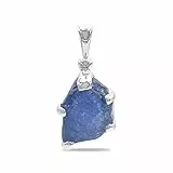 Starborn roher Tansanit Anhänger von 10-15 Karat, 925 Sterling Silber Fassung