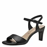 Tamaris Damen Sandalen mit Absatz Vegan Stilettoabsatz; BLACK MATT/schwarz; 39