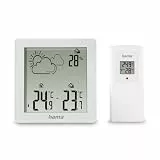Hama Wetterstation (mit Außensensor, Thermometer innen und außen, Hygrometer innen und außen, Wettervorhersage mit Symbolen, zum Hinstellen und Aufhängen, inkl. Batterien) weiß
