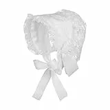 Fenical Baby Mädchen Haube Spitze Hut Kappen Taufe Motorhaube Säugling Prinzessin Sonnenhut Blume Motorhaube Foto Requisiten von 0-2 Jahren (Weiß)