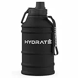 HYDRATE Edelstahl Trinkflasche - 2,2 Liter - BPA-freie Sport Wasserflasche - Metall-Wasserflasche mit praktischer Nylon-Trageschlaufe, auslaufsicherem Schraubverschluss für Gym und Outdoor