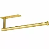 Eolax Papierrollenhalter, Papierrollenstange unter Küchenschrank, Geeignet für Küche, selbstklebend oder Wandmontage mit Bohrlöchern, Edelstahl Gold
