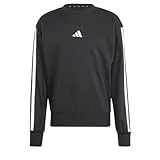 adidas Men's Essential Three Stripes French Terry Sweatshirt, Black/White, M