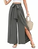 Svanco Palazzo Hose Damen Sommer Weite Plissee Hose Lockere High Waist Paperbag Hosen mit Schlitz