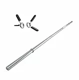 POWER-XTREME Langhantelstange 30mm Hantelstange | 167cm | gerändelte Griffflächen | glatte Aufnahme | verchromt | Federverschlüsse | Studioqualität