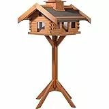 dobar® XXL Vogelvilla - Großes Vogelhaus aus Massivholz - Vogelfutterhaus inkl. Ständer - Futterstation mit Bitumen - Futterhaus für Wildvögel - 84 x 78 x 163 cm - Dunkelbraun