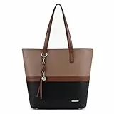 Pomelo Best Handtasche Damen Shopper Groß Damen Tasche für Büro Schule Einkauf Mokka