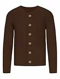 Atforna Herren Trachtenjacke Traditioneller Trachtenjanker mit Knopfleiste, Oktoberfest Outfit, Lederhosen Jacke, Trachtenmode für Männer, ArmeeDunkelbraun, M