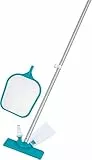 Bestway Pool Reinigungsset - Poolpflege Basis-Set mit Venturi Sauger & Kescher für Pools bis 396 cm - Manuelles Wartungsset inkl. Teleskopstange - Bodensauger für Gartenschlauch - Poolzubehör
