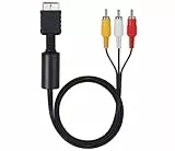 LogiCell TV AV Audio Video 3 Cinch Kabel 1,8 m für Sony Playstation PS1 PSX PS2 PS3 Slim Schwarz RCA Videokabel Replacement Analog Composite Cable