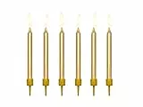PartyDeco Kerzen & Halter 6 cm | 6Stk. - Glatt Gold