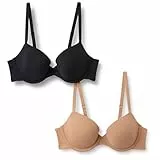 Amazon Essentials Damen Gepolsterter Formbügel-Demi-BH, Ultraweiche Mikrofaser, 2er-Pack, Gewaschene Bronze/Schwarz, 85D