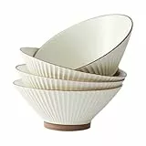 Jiwoo Ramen Schüssel Set 4-teilig Suppenteller Ø 20cm Tiefe Teller Set Hochwertige Bowl Schüssel mikrowellen spülmaschinengeeignet, Japanische Suppenschale für Ramen Suppe Salat Spaghetti