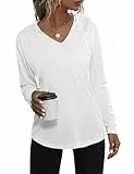 Aottori Kapuzenpullover Damen Hoodie mit V-Ausschnitt und Kapuze ideal für den Alltag Weiß S