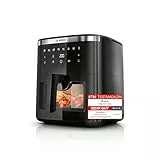 Bosch Heißluftfritteuse Serie 6, XXL 7,2 L Fassungsvermögen, 7 voreingestellte Programme, beleuchtetes Sichtfenster, bis zu 65% schnelleres Kochen, AirFryer in Schwarz, MAF671B0