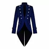 OBEEII Herren Frack Mantel Steampunk Gothic Jacke Vintage Viktorianischen Cosplay Karneval Kostüm Smoking Mantel Uniform Mittelalter Viktorianisch Renaissance Pirat Viking Kostüm Blau L