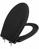 CECIPA Toilettendeckel Duroplast, Oval WC Sitz mit Absenkautomatik & Schnellverschluss, Antibakteriell, Kratzfest, Leicht zu Reinigen, Universale Passform, Komfortabel & Leise, Schwarz
