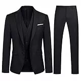 YOUTHUP Anzug Herren 3 Teilig Anzüge Slim Fit 2-Knopf Herrenanzug Modern Formell Sakko Weste Hose für Business Hochzeit, Schwarz, XL