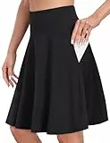 Desol 50cm Tennisrock Damen mit Hose Knielang, Hohe Taille Hosenrock mit 4 Taschen, Golfrock mit Shorts, Skort mit Verstellbares Zugband, Sportrock für Tennis, Golf, Laufen