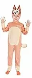 Bingo dog doggie onesie plush boy unisex costume disguise official Bluey BBC (Size 3-4 years), Brown