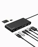 Belkin Connect 8-in-1 USB C Hub, Bildschirmauflösungen bis zu 4K bei 60 Hz – geeignet für Mac-, Windows- und Chromebook-Laptops; 100 W PD; Datentransfer mit 10 Gbit/s; 2,5-Gbit/s Ethernet – Schwarz