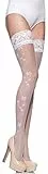 Merry Style Damen Halterlose Strümpfe Hochzeitsstrümpfe MS185 15-20 DEN(Bianco-191(20DEN), M-L (40-44))
