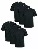 Pro Club Herren-T-Shirt, 6er-Pack, schwere Baumwolle, kurzärmelig, Rundhalsausschnitt, Schwarz, L