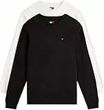 Tommy Jeans Herren 2er Pack Langarmshirts Slim mit Rundhalsausschnitt, Mehrfarbig (Black/Ecru), XS