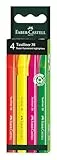 Faber-Castell 157774 - Textmarker Set, 4 Textliner in Neonfarben, Strichstärke 0,3-1,0 mm