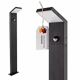 max K O M F O R T LED Außenstandleuchte 80 cm Schwarz mit Bewegungsmelder – Premium Wegeleuchte IP65, 8W, 1280lm, 3000K warmweiß, Aluminium, Sensor mit Zeit- & Lux-Einstellung