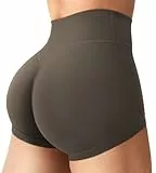 ZAAYO Damen Sport Shorts Invisible Scrunch Workout Gym Shorts Hohe Taille Short Push Up Yoga Short Biker Running Kurze Hosen Dunkelbraun S