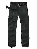 yeyity Cargohose Damen Hosen Multi Taschen Wanderhose Outdoorhose Baumwolle Arbeitshose Jogginghose Relaxed-Fit Trekkinghose Militär Hose Streetwear(Schwarz Grau,2087,48)