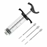 Windfromort 30 ml Fleisch Injektor - Marinadenspritze mit 304 Edelstahl Spitze - 3 Nadeln - Krapfenspritze für Marmelade, Krapfenspritze, Berliner Spritze für Marmelade, Marmeladenspritze（rot）