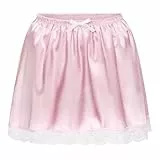 Satini Rüschen Spitze Sissy Gerafft Seidig Satin Unterkleid Petticoat Dolly-Rock (Zartrosa, XXL)