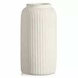 Arborus Keramik Vase 24 cm Beige Vase Blumenvase Vasen Deko Matt Rund Boho Dekovase Ästhetik Flasche für Blumen Ästhetik Deko Wohnzimmer Schlafzimmer Küche Badezimmer Tischdeko