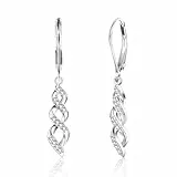 ALEXCRAFT Zirkonia Ohrringe Silber 925 Hängend Damen Leaveback Drop Dangle Earrings Geschenk für Frauen Freundin Mama Mädchen