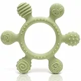 CAJA Beißring Baby Silikon BPA-frei | Zahnungshilfe & Baby Spielzeug | Sensorisches Zahnungsspielzeug für Babys | Leicht greifbar, sicher & ungiftig | Tiermotive & einfache Reinigung (bean green)