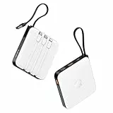 VRURC 20000mAh Power Bank mit Kabel Klein USB C Powerbank Schnelles Aufladen Mini Tragbares Ladegerät Externer Akku Klein und leicht mit 4 Ausgänge 3 Eingänge LED-Anzeige für iPhone Huawei usw (Weiß)