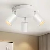 Schiele Deckenstrahler 3 Flammig Rund, GU10 Deckenleuchte Strahler Schwenkbar, Weiß Deckenlampe Spotleuchte Drehbar Deckenspots für Küche, Schlafzimmer, Wohnzimmer, Flur, Ohne Leuchtmittel