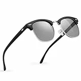 Glapeame Polarisierte-Sonnenbrille-Herren-Halbrahmen-Sonnenbrillen-Damen-Sunglasses-Men-Women-Sonnenbrille-Schwarz-UV400 Schutz-Retro-für Outdoor-Camping-Reise,8